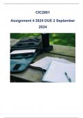 CIC2601 Assignment 4 (COMPLETE QUESTIONS & ANSWERS) 2024 - DUE 2 September 2024