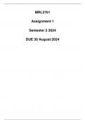 MRL3701 Assignment 1 Semester 2 Due 30 August 2024 (Detailed Solution)