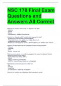 NSC 170 Final Exam Questions and Answers All Correct