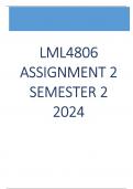 LML4806 Assignment 2 (COMPLETE ANSWERS) Semester 2 2024• • • • • • Course• Company Law - LML4806 (LML4806)• Institution• University Of South Africa• Book• Company Law