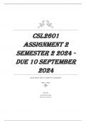 CSL2601 Assignment 2 Semester 2 2024 - DUE 10 September 2024 Course Constitutional Law (CSL2601) Institution University Of South Africa Book South African Constitutional Law in Context