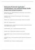  Nebraska Pesticide Applicator Certifications core manual Study Guide Exam And Actual Answers.