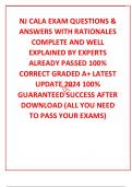 NJ CALA EXAM QUESTIONS & ANSWERS WITH RATIONALES COMPLETE AND WELL EXPLAINED BY EXPERTS ALREADY PASSED 100% CORRECT GRADED A+ LATEST UPDATE 2024 100% GUARANTEED SUCCESS AFTER DOWNLOAD (ALL YOU NEED TO PASS YOUR EXAMS)