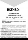 RSE4801 Assignment 4 (ANSWERS) 2024 - DISTINCTION GUARANTEED