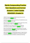 Sterile Compounding Practice Test | Questions and Correct Answers | Latest Update 2024/2025 | Graded A+