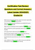 Certification Test Review | Questions and Correct Answers | Latest Update 2024/2025 | Graded A+