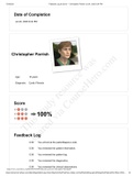 Case NURS 200 (NURS 200) VSIM Christopher Parrish Diagnosis: Cystic Fibrosis feedback log - Scored 100% (latest 2020/2021)