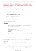 Test Bank - Maternal-Child Nursing (5th Edition by McKinney) Chapter 54: The Child with a Developmental Disability,100% CORRECT