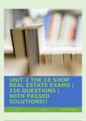 UNIT 2 THE CE SHOP REAL ESTATE EXAMS | 116 QUESTIONS | WITH PASSED SOLUTIONS!!