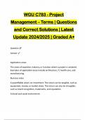 WGU C783 - Project Management – Terms | Questions and Correct Solutions | Latest Update 2024/2025 | Graded A+