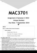 MAC3701 Assignment 2 (ANSWERS) Semester 2 2024 - DISTINCTION GUARANTEED