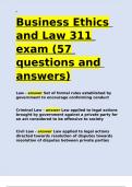 Business Ethics and Law 311 exam (57 questions and answers).