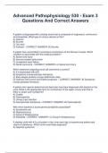 Advanced Pathophysiology 530 - Exam 3 Questions And Correct Answers 