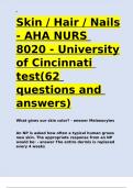 Skin Hair Nails - AHA NURS 8020 - University of Cincinnati test(62 questions and answers).