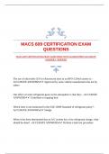 MACS 609 CERTIFICATION EXAM QUESTIONS WITH GUARANTEED ACCURATE ANSWERS |VERIFIED