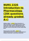 NURS 2320 Introduction to Pharmacology (284 questions already graded A+).