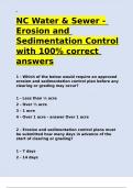 NC Water & Sewer - Erosion and Sedimentation Control with 100- correct answers.