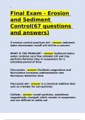 Final Exam - Erosion and Sediment Control(67 questions and answers).