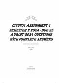 CIV3701 Assignment 1 (COMPLETE ANSWERS) Semester 2 2024 - DUE 25 August 2024