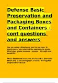 Defense Basic Preservation and Packaging Boxes and Containers - cont questions and answers.