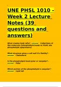 UNE PHSL 1010 - Week 2 Lecture Notes (39 questions and answers).