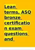 Lean terms, ASQ bronze certification exam questions and answers 2024-2025