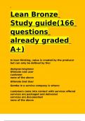 Lean Bronze Study guide(166 questions already graded A+)