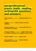 paraprofessional praxis (math, reading, writing)(84 questions and answers).