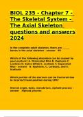 BIOL 235 - Chapter 7 - The Skeletal System - The Axial Skeleton questions and answers 2024.