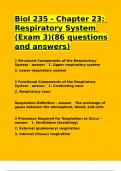 Biol 235 - Chapter 23 Respiratory System (Exam 3)(86 questions and answers)