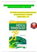 TEST BANK For Quick and Easy Medical Terminology 9th Edition By Peggy C. Leonard | Verified Chapter's 1 - 15 | Complete