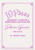 IOP2605 Assignment 1 Semester 2 2024 Memoranda Due date 26 August 2024