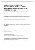 CERTIFIED HEALTHCARE COMPLIANCE - CCB EXAM 2024 QUESTIONS AND ANSWERS WITH SOLUTIONS 2024