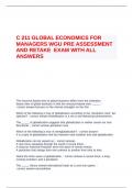 C 211 GLOBAL ECONOMICS FOR MANAGERS WGU PRE ASSESSMENT AND RETAKE EXAM WITH ALL