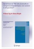 Special issue on “The role of networks in entrepreneurial performance: new answers to old questions?