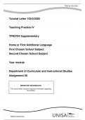 Tutorial Letter 103/0/2020 Teaching Practice IV TPN3704 Supplementary Home or First Additional Language  First Chosen School Subject  Second Chosen School Subject Year module Department of Curriculum and Instructional Studies Assignment 50