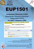 EUP1501 Assignment 2 (COMPLETE ANSWERS) Semester 2 2024 (221215) - DUE 2 September 2024 