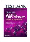 Test Bank - Abrams’ Clinical Drug Therapy: Rationales for Nursing Practice, 13th Edition (Frandsen, 2025), Chapter 1-61 | All ChaptersTest Bank - Abrams’ Clinical Drug Therapy: Rationales for Nursing Practice, 13th Edition (Frandsen, 2025), Chapter 1-61 |