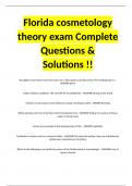 Florida cosmetology theory exam Complete Questions & Solutions !!