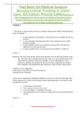 Test Bank for Medical-Surgical Nursing Critical Thinking in Client Care, 4th Edition Priscilla LeMon, with Ratonale and Learning Outcomes