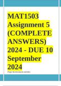 MAT1503 Assignment 5 (COMPLETE ANSWERS) 2024 - DUE 10 September 2024 ; 100% TRUSTED Complete, trusted solutions and explanations. Ensure your success with us .... 