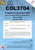 COL3704 Assignment 3 (COMPLETE ANSWERS) Semester 2 2024 - DUE  2024