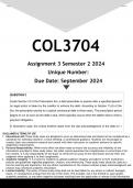 COL3704 Assignment 3 (ANSWERS) Semester 2 2024 - DISTINCTION GUARANTEED