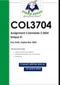 COL3704 Assignment 3 (QUALITY ANSWERS) Semester 2 2024