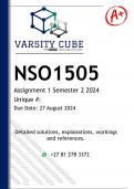 NSO1505 Assignment 1 (DETAILED ANSWERS) Semester 2 2024 - DISTINCTION GUARANTEED 