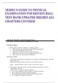 SEIDEL'S GUIDE TO PHYSICAL EXAMINATION 9TH EDITION BALL TEST BANK UPDATED :COMPLETE SOLUTION