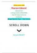 Official summer 2024 Pearson Edexcel 9BN0/02 Advanced Level In Biology A Salters Nuffield (9BN0) Paper 02: Energy, Exercise and Coordination Merged Question Paper + Mark Scheme