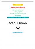 Official summer 2024 Pearson Edexcel 8BI0/01 Advanced Subsidiary GCE In Biology B (8BI0) Paper 01: Core Cellular Biology and Microbiology Merged Question Paper + Mark Scheme