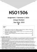 NSO1506 Assignment 1 (ANSWERS) Semester 2 2024 - DISTINCTION GUARANTEED