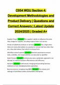 C954 WGU Section 4: Development Methodologies and Product Delivery | Questions and Correct Answers | Latest Update 2024/2025 | Graded A+